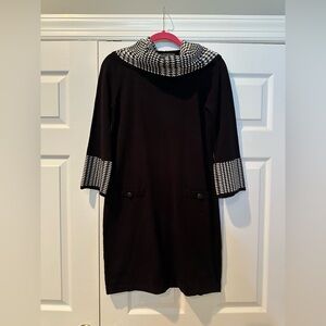 Jessica Howard Black Dress with Houndstooth Accents